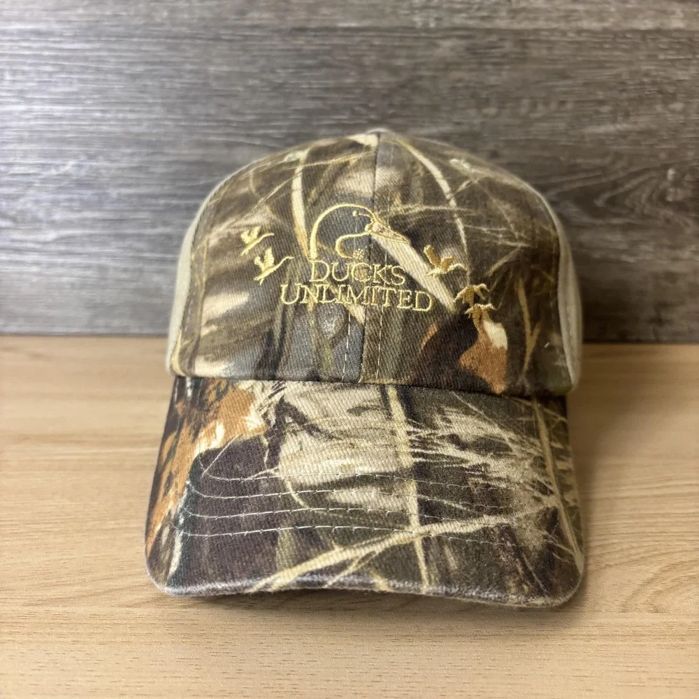 Ducks Unlimited‎ Hat Cap Strap Back Camouflage Embroidered DU Leader Camo Mens